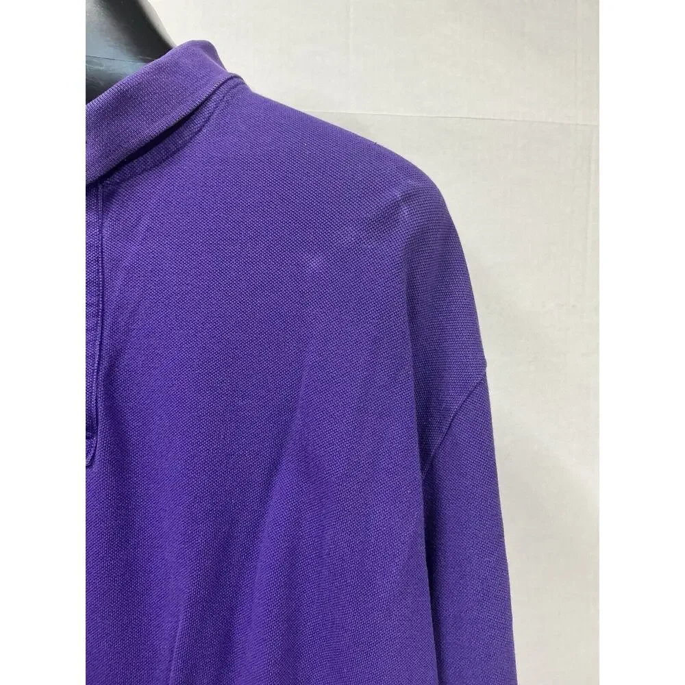 Polo Ralph Lauren Classic Fit Mesh L/S Polo Shirt Purple 2XL - Pony On‎ Collar